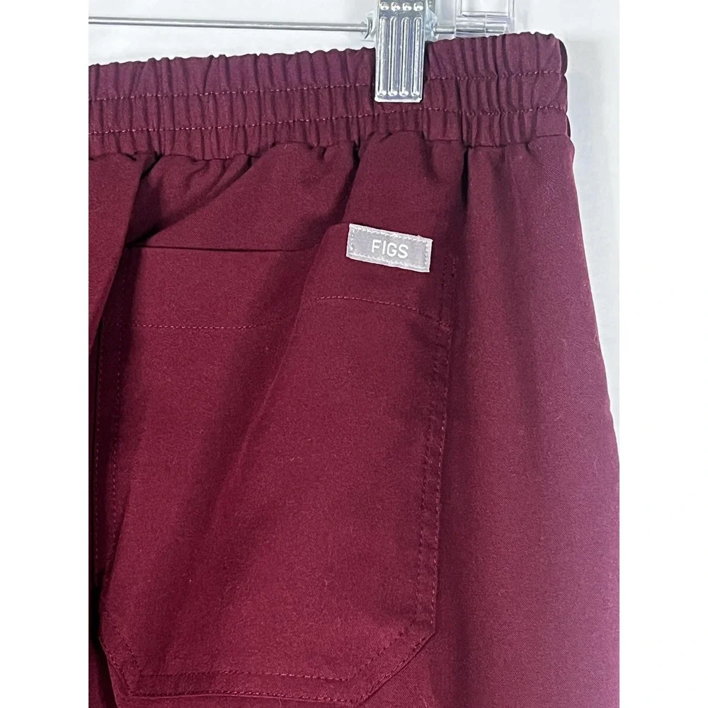 Figs Scrub Pants Womens Medium Red Technical Collection Cargo Pockets Drawstring